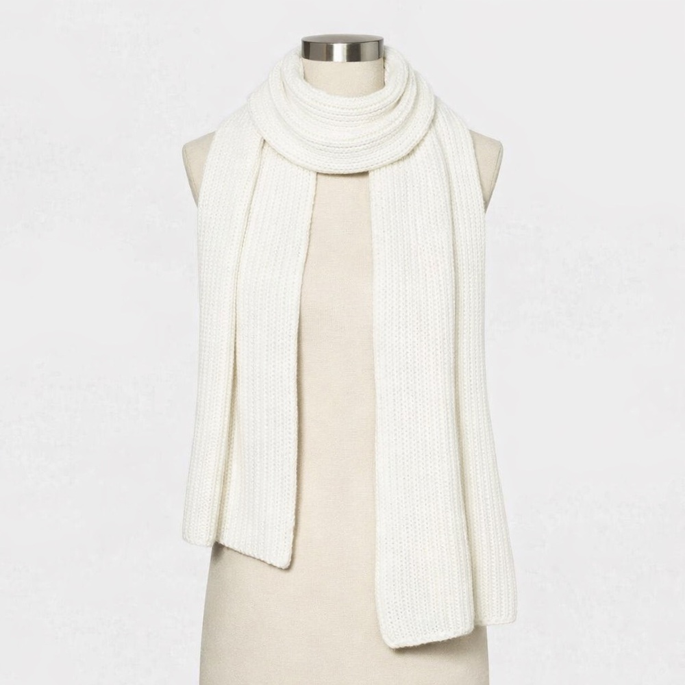Target A New Day Shaker Stitch Knit Scarf Sour Cream Ivory OS NWT Cozy